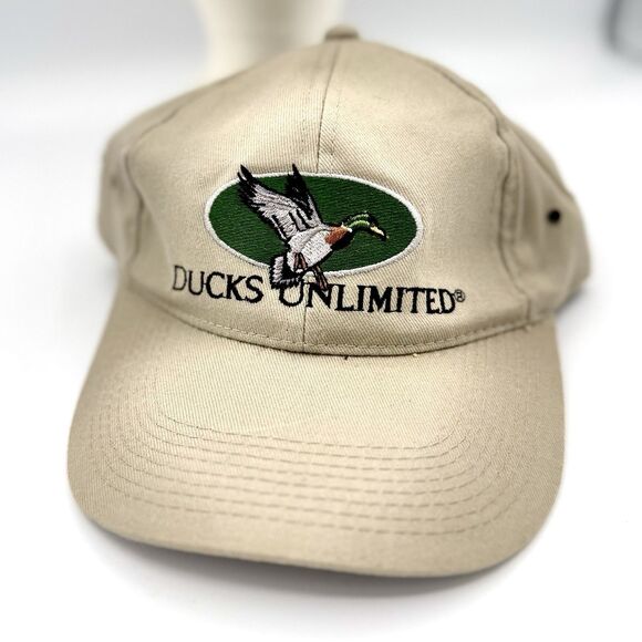 Ducks Unlimited Strapback Hat Khaki Embroidered Mallard Duck One Size - Picture 8 of 8